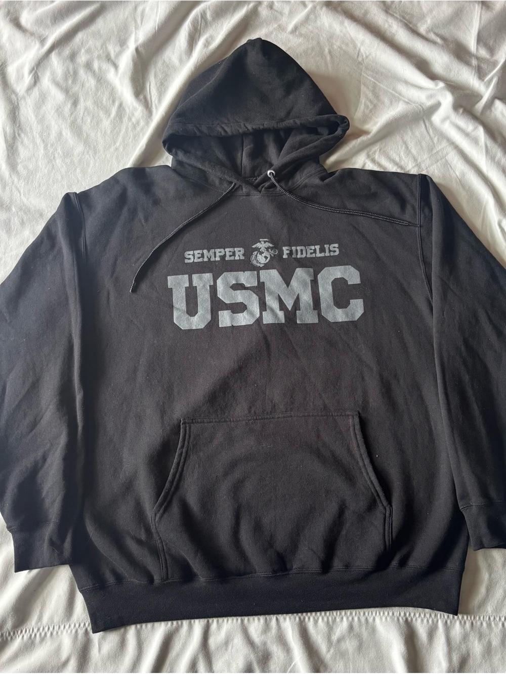 USMC Semper Fidelis Hoodie Sweatshirt Men’s XL Black Ink Clothing 7.62 Design